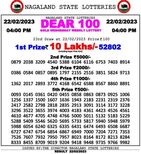 nagaland dear 100 result today